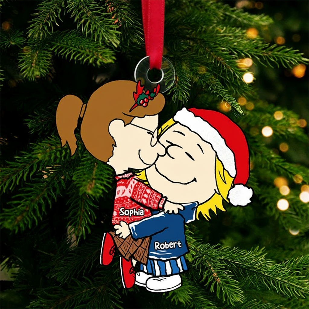 Personalized Snuggle Season Acrylic Ornament for Couple Cartoon Christmas Gift Film Xmas Gift Christmas Decor