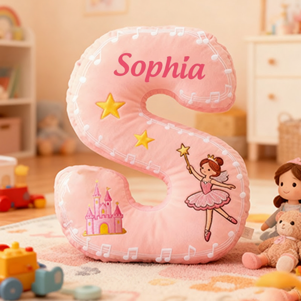 Personalized Colorful 26 Letter Castle Pattern Cute Graphic 3D Print Pillow Cute Magic Beautiful Letter Custom Pillow Gift for Kids