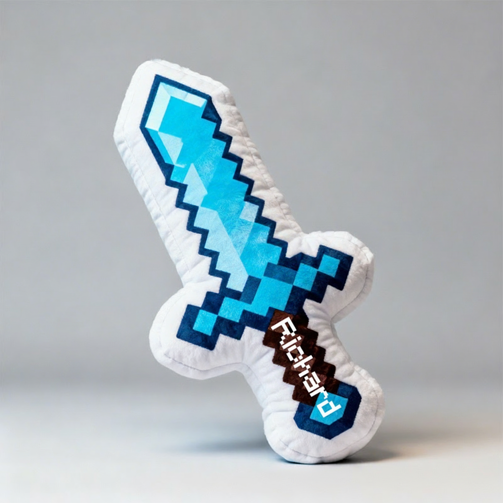 Personalized Pixel Sword Shaped Pillow for Game Lovers Plush Pillow Christmas Gift for Kids