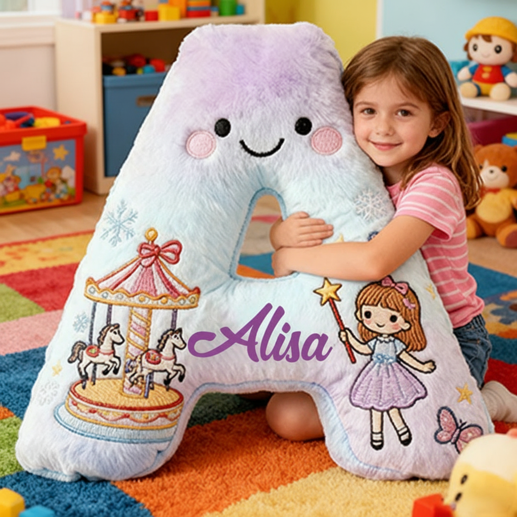 Personalized Whimsical Letter Christmas Gift Pillow and Magical Embroidery Graphic 3D Print Pillow for Kids Sale-megacustom