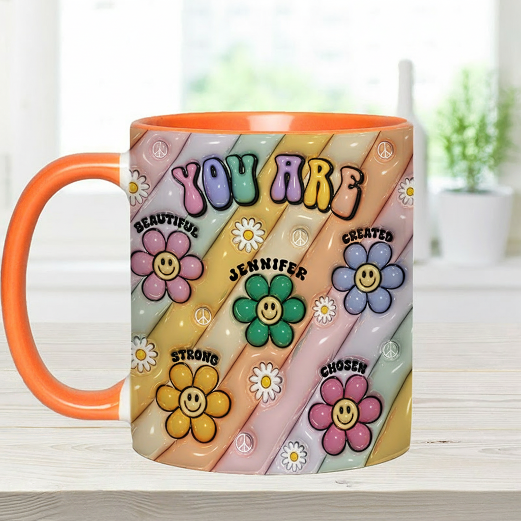 Personalized Hippie Accent Mug You Are Beautiful Strong Victorious Enough mug for Holiday Decor Family Gifts and Party Favors
