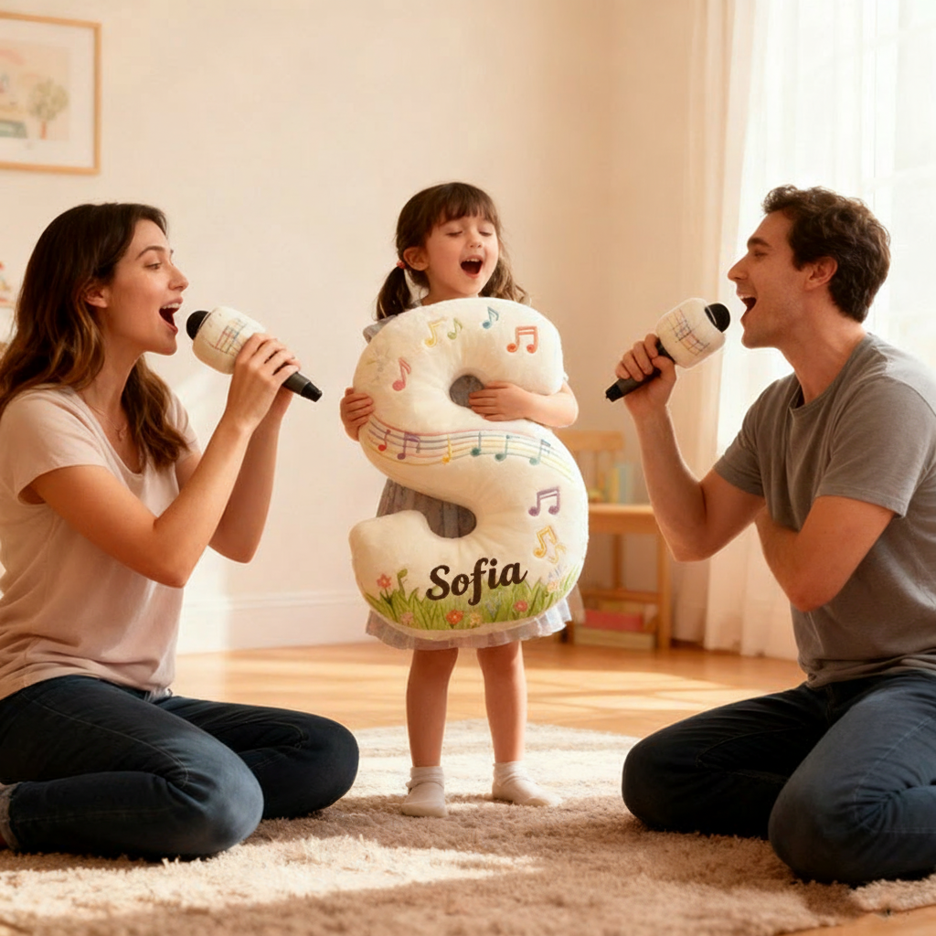 Personalized Graphic 3D Print Music Garden Pillow with Your Own Name Soft Stuffed Toy for Kids Music Lovers Unique Decorative Cushion for Girls' Room and Music Room