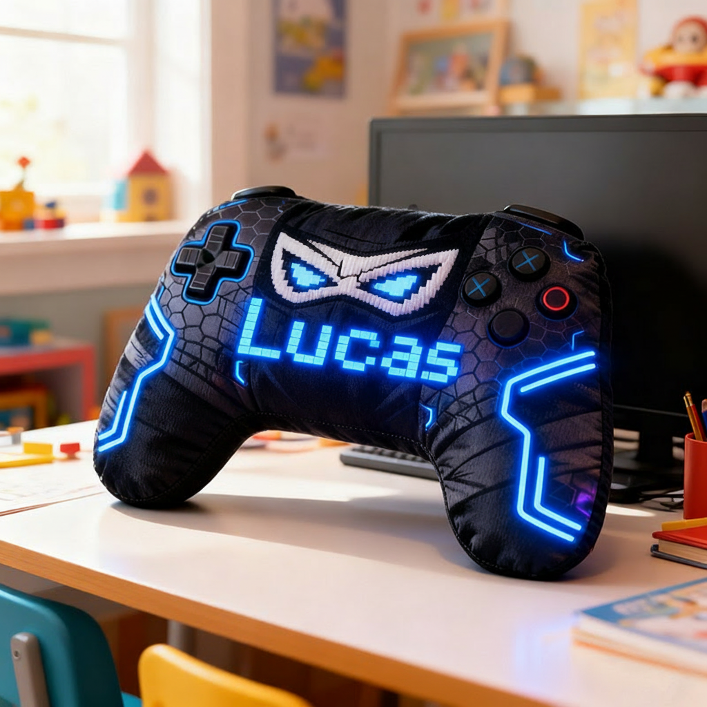 Personalized Graphic 3D Print Super Hero Game Controller Shaped Pillow for Game Lovers Plush Pillow Christmas Birthday Gift for Kids