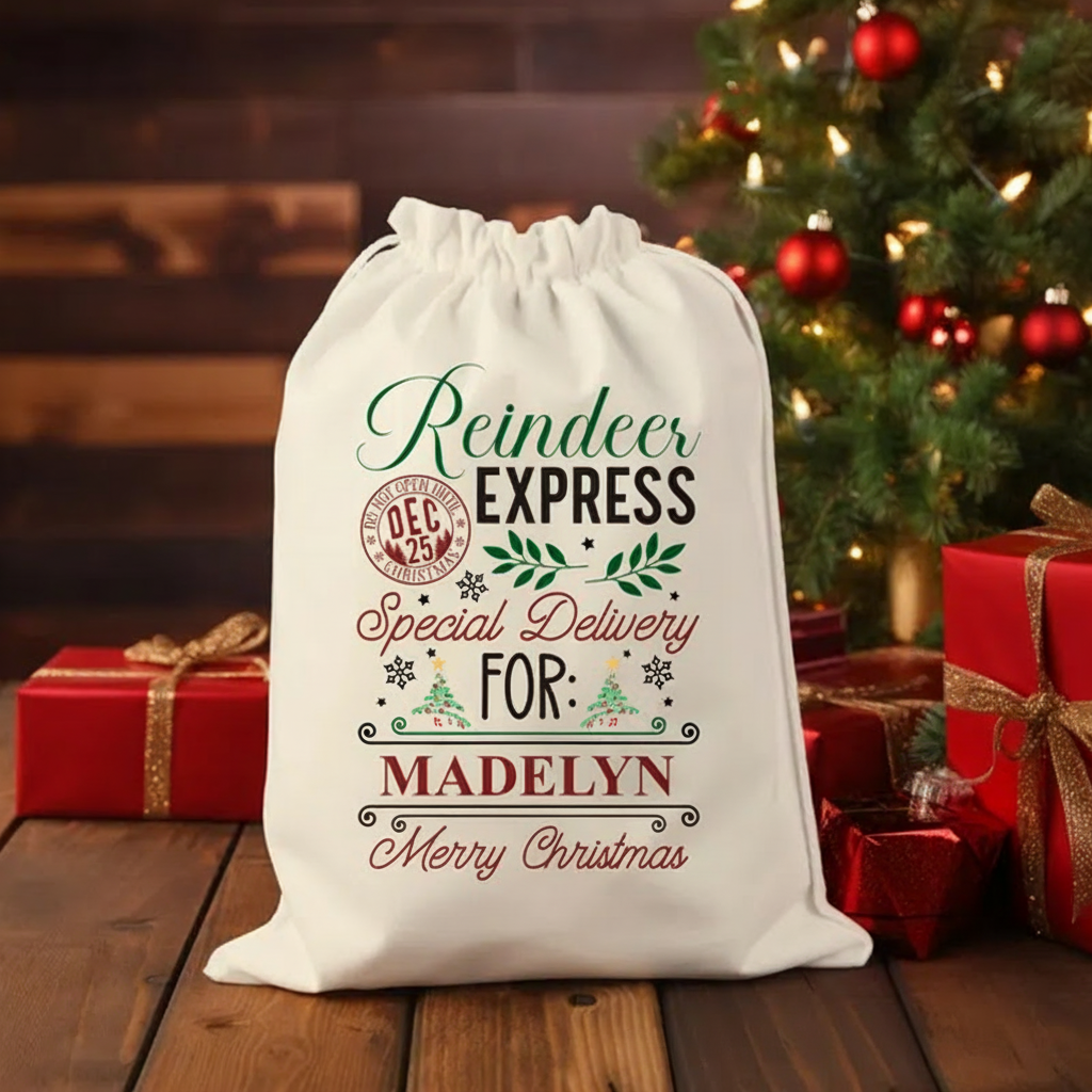 Personalized Christmas Sack Custom Christmas Bag Christmas Tote Bag Christmas Gift Bags Santa Sack Christmas-Personalized Gift Bag