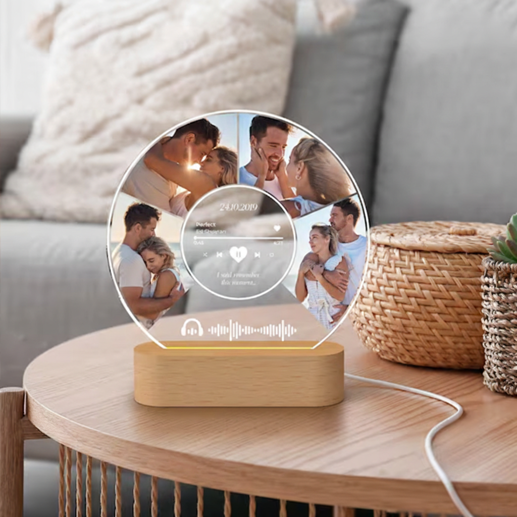 Personalized Song Plaque and Photo Night Light and Custom Music Plaque with Photos Music Lover Gift and Couple Gifts and Anniversary Gift for Couple
