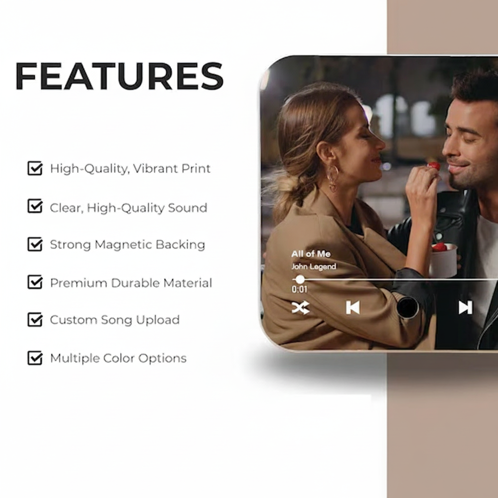 Personalized Music Gift Fridge Magnet and Valentines Day Gift and Anniversary Gift and Custom Photo Music Box and Music Box Play Song Gift