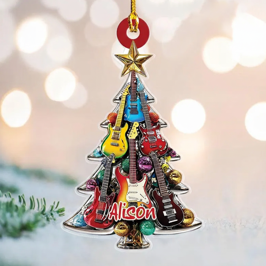 Personalized Electric Guitar Christmas Ornament Electric Guitarist Guitar Lover Gifts Guitar Ornament