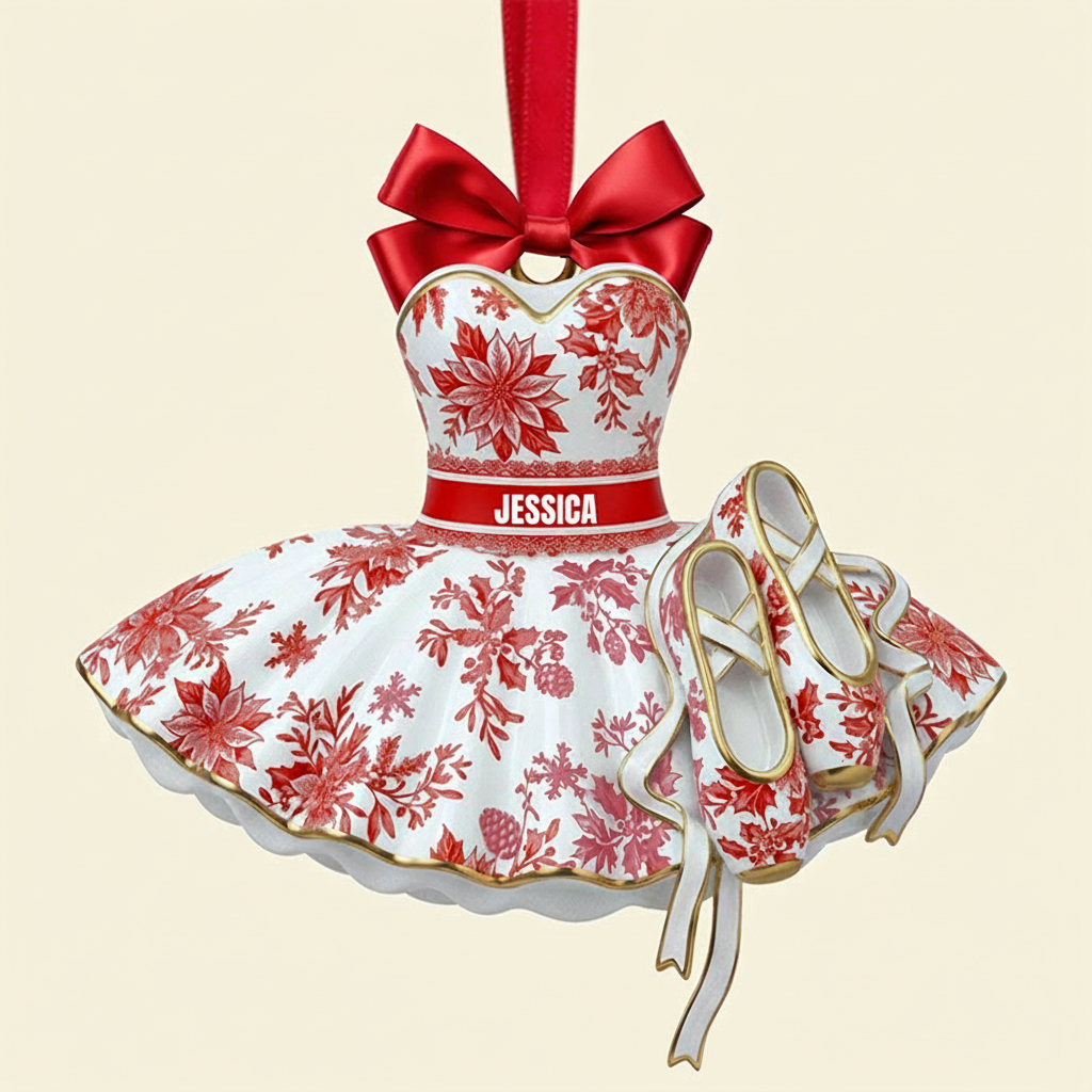 Personalized 2D Blooming Ballet Dress Christmas Acrylic Ornament Dance Lovers Christmas Gift Dancer Xmas Gift Christmas Decor
