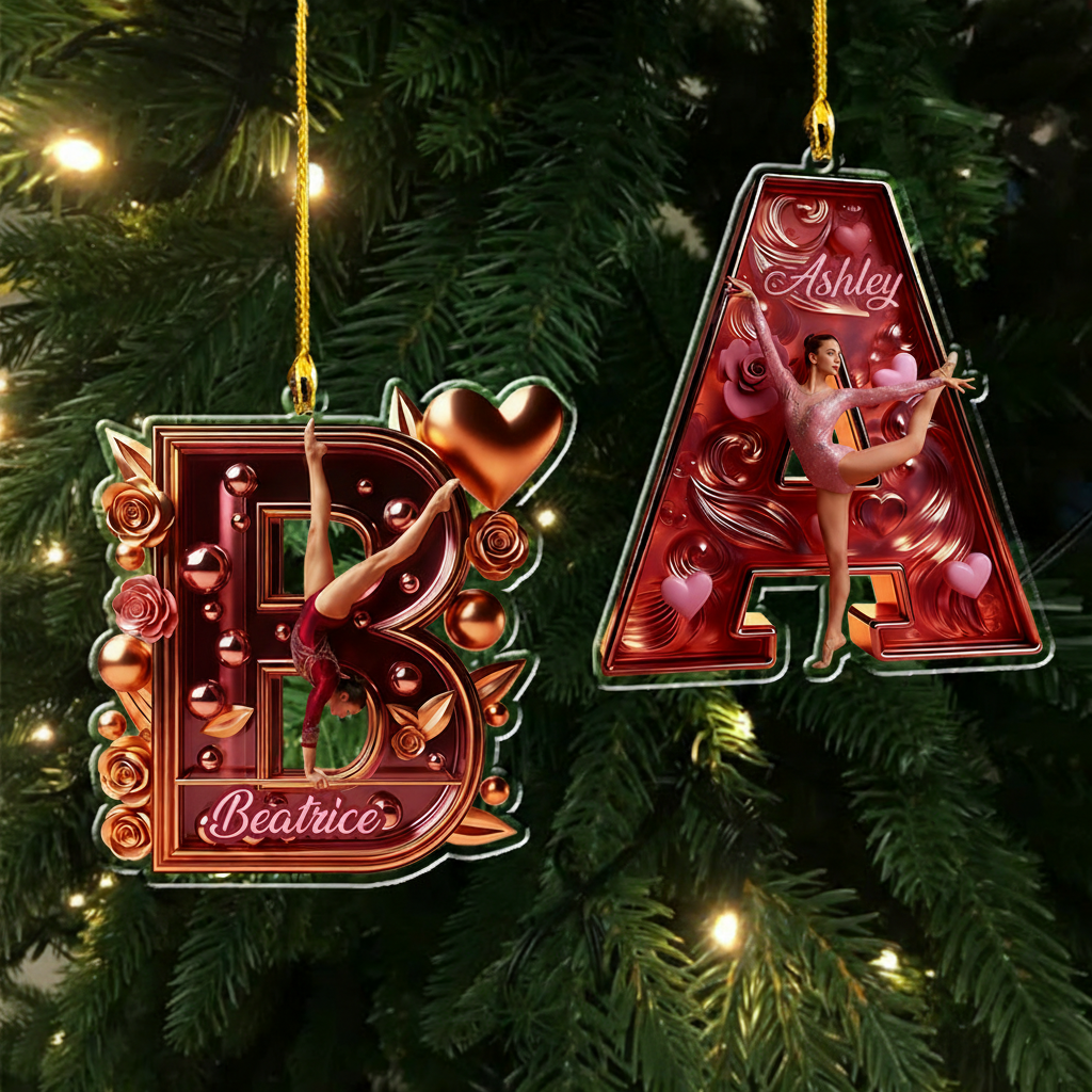 Personalized Flora Gymnastic Alphabet Acrylic Ornament Gymnastic Dance Lovers Christmas Gift Dancer Xmas Gift Christmas Decor