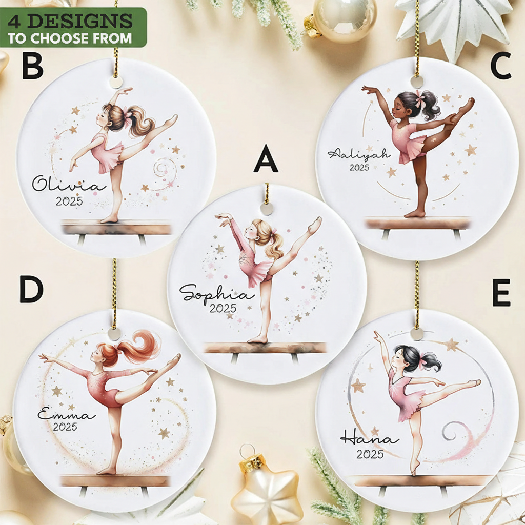Personalized Elegant Gymnastics Ceramic Christmas Ornament Dance Lovers Christmas Gift Dancer Xmas Gift Christmas Decor