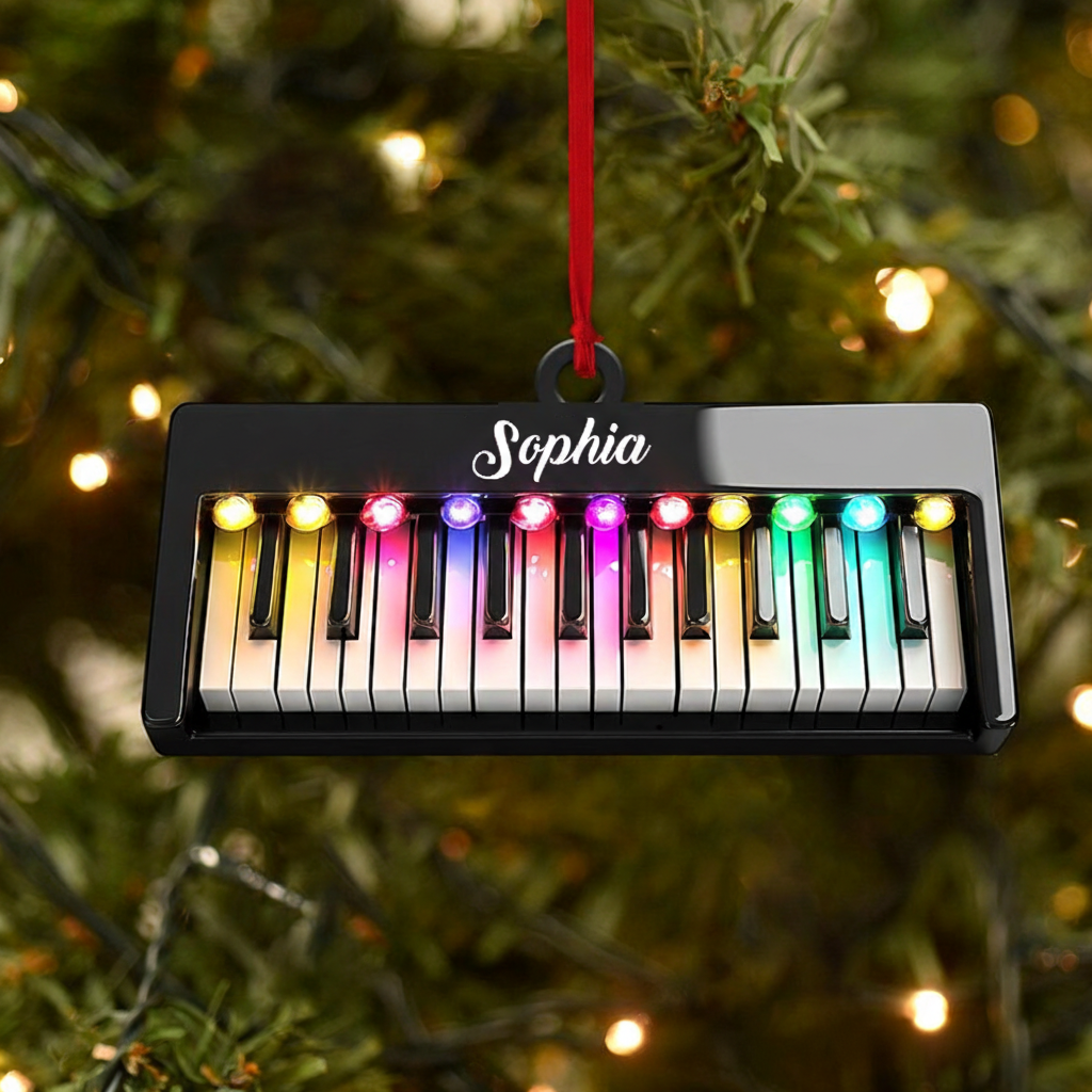 Personalized Piano Christmas Ornament Custom Piano Key Christmas Ornament Piano Lovers Gift Musician Gift
