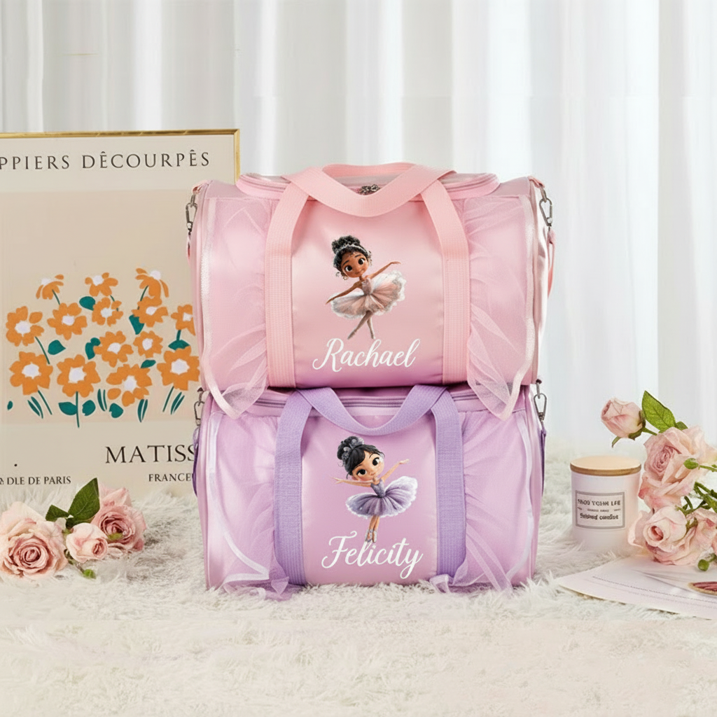 Personalized Classic Cartoon Ballerina Dance Bag for Girls Duffle Bag Pink Ballet Dance Bag Gymnastic Cheer Girl Christmas Gift Back To School Gift