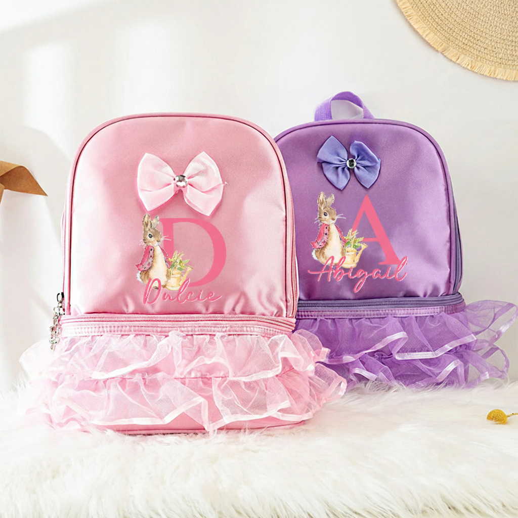 Personalized Cartoon Bunny Dance Bag for Girls Cute Backpack Pink Ballet Dance Bag Gymnastic Cheer Girls Christmas Gifts Back To School Gifts