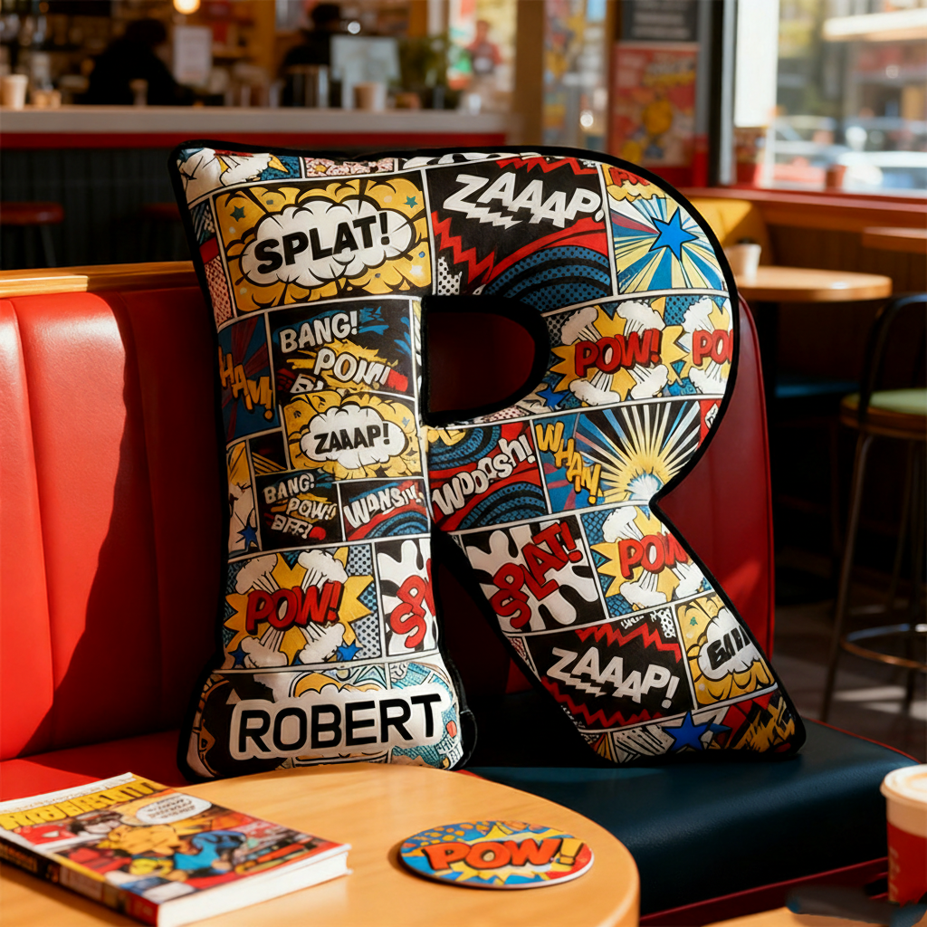 Personalized Comic Alphabet Shaped Pillow for Comic Anime Lovers Initial Pillow Christmas Gift for Kids Teenagers