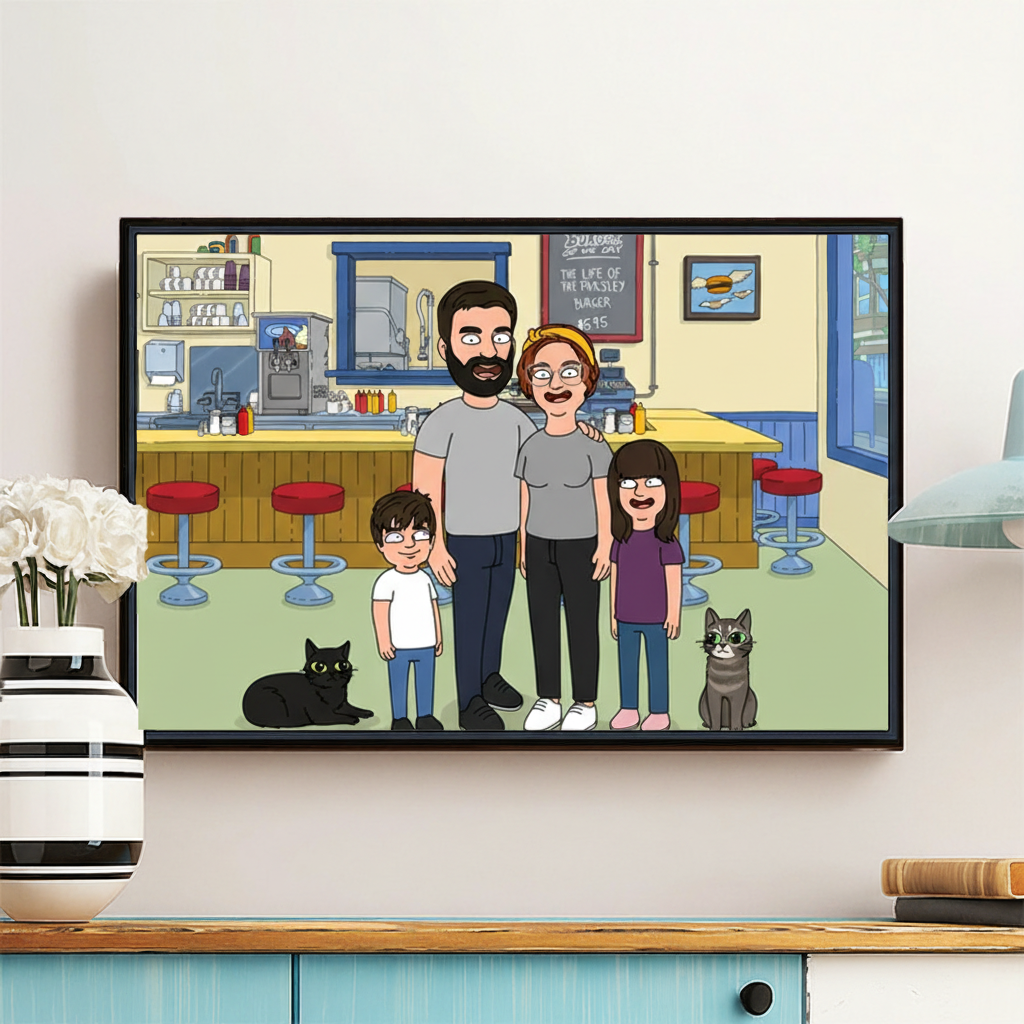 Personalized Cartoon Anime Style Photo Wall Art Comic Poster Without Frame Custom Art Lover Gift Custom Portrait for Family