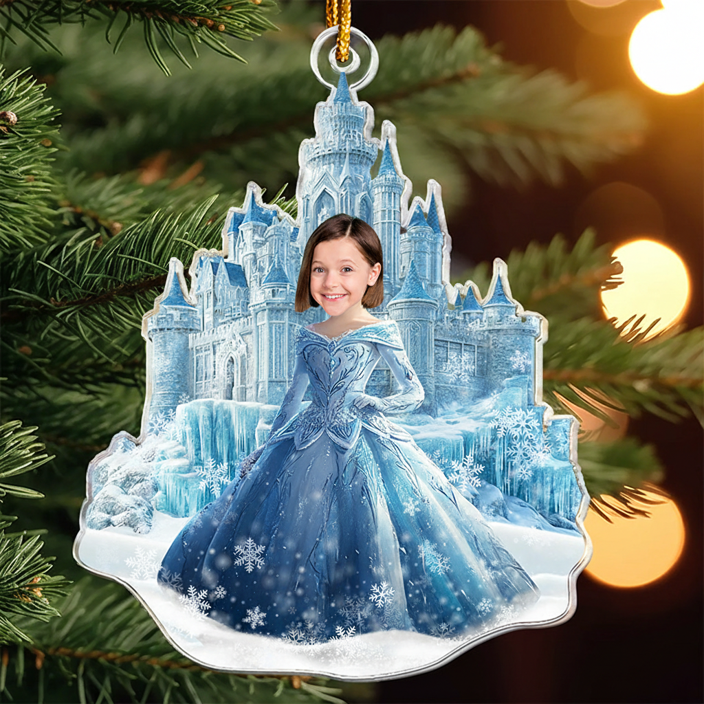 Personalized Ice Princess Custom Face Christmas Ornament 2025 Acrylic Ornament Movie Christmas Gift for Daughter Girl Kids Christmas Decor