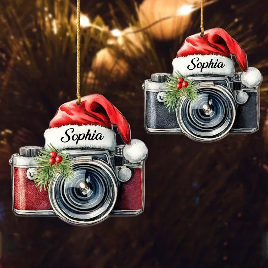 Personalized Photographer 2D Flatten Ornament Christmas 2025 Camera Lover Acrylic Ornament Christmas 2025 Gift Xmas Tree Decor