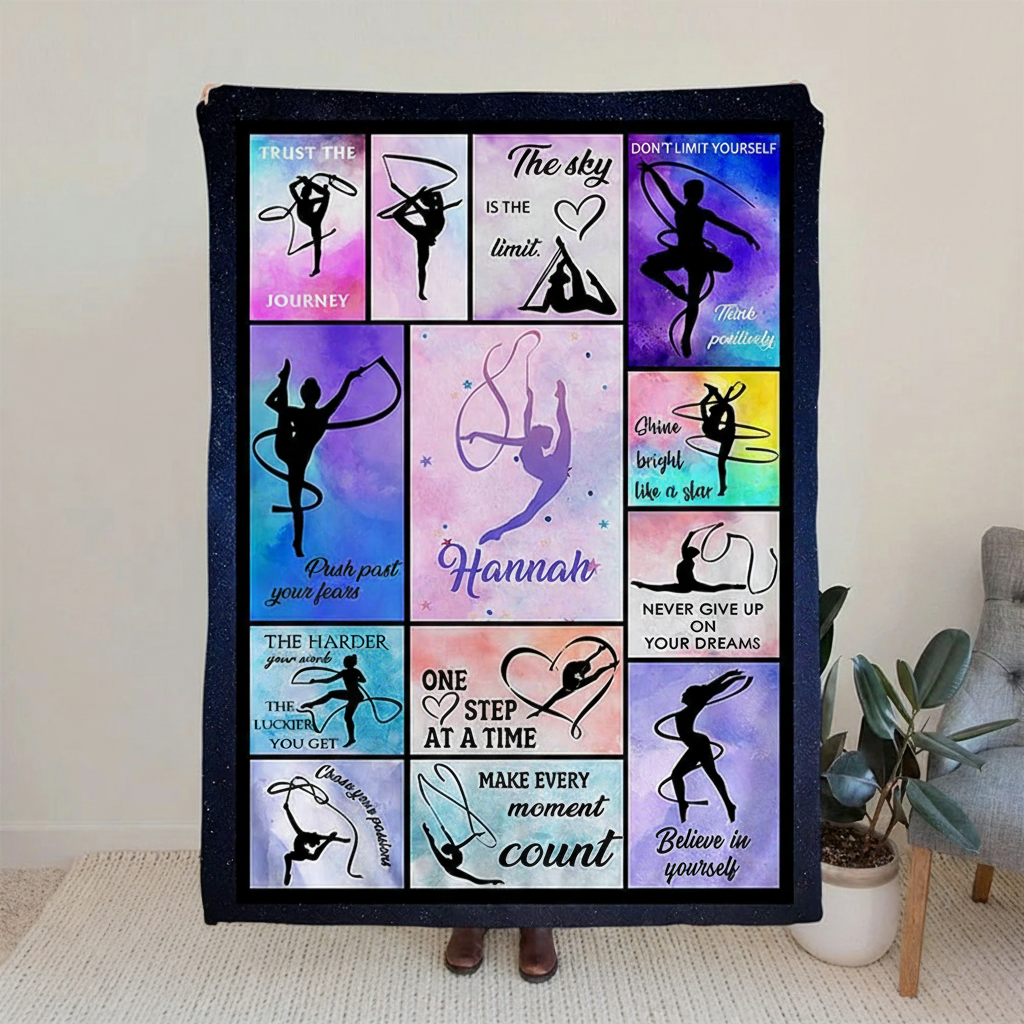 Personalized Gymnastics Blanket Flannel Blanket Ballet Lover Blanket with Name for Dance Lovers Dancer