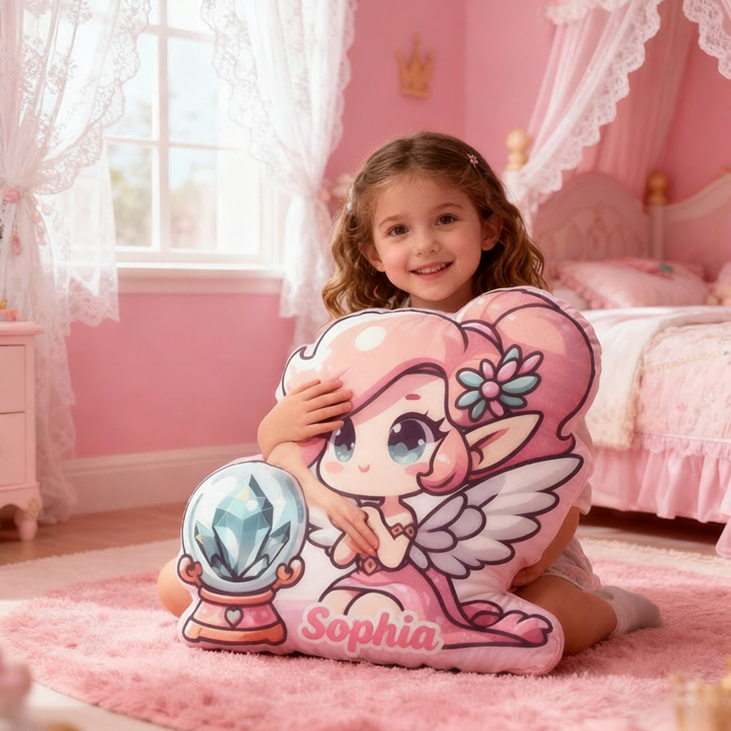 Personalized Name Pink Princess Christmas Gift Pillows Adorable Whimsical Design Graphic 3D Print Pillow for Kids