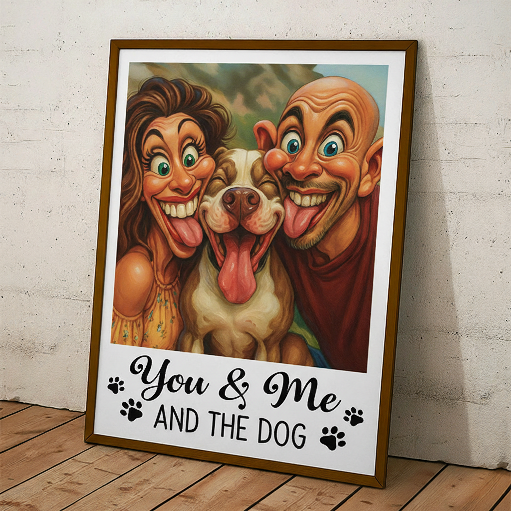 Personalized Caricature Pet Wall Art For Dog and Cat Lovers Poster Without Frame Custom Cartoon Art Lover Gift Custom Portrait