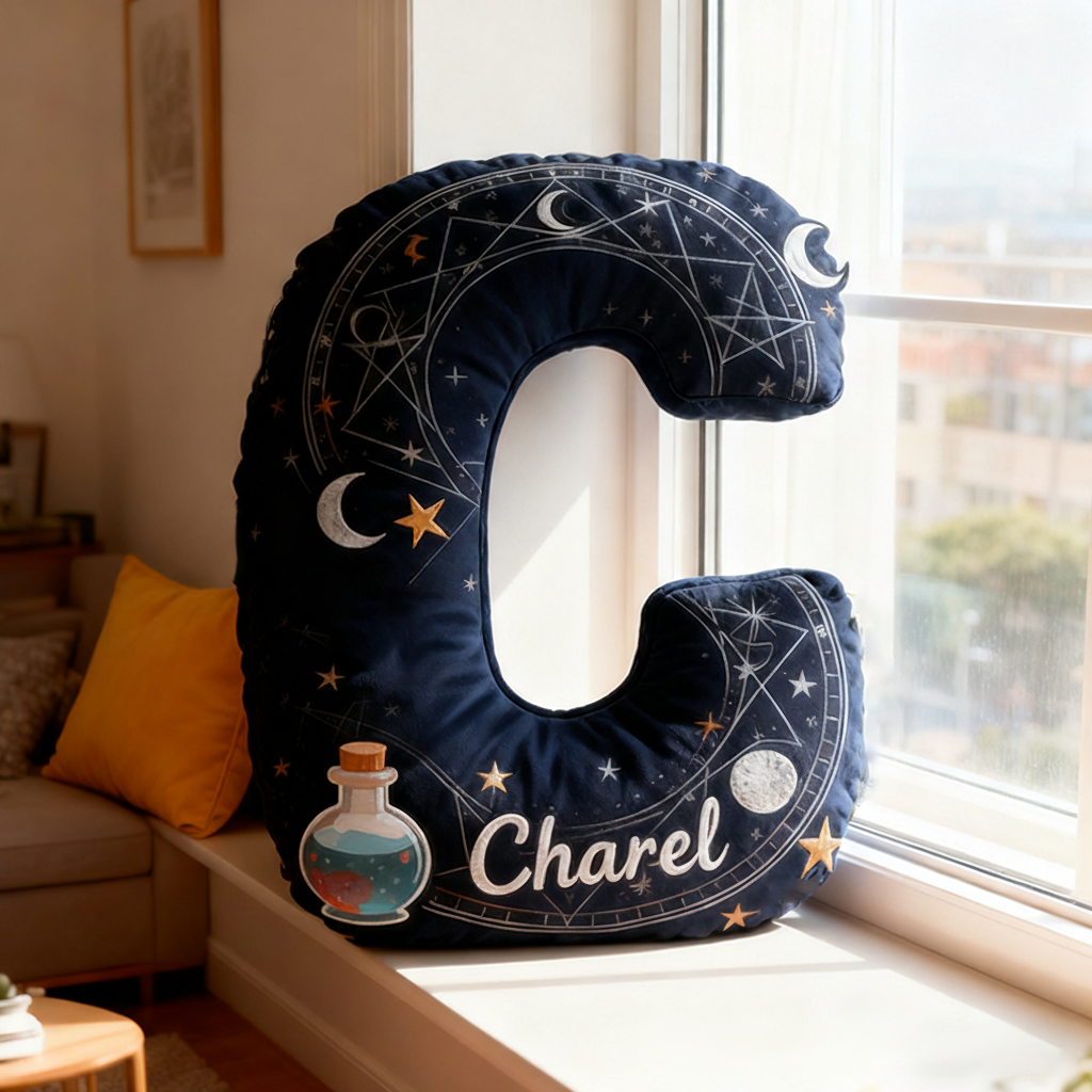 Personalized Galaxy Magisc Themed Christmas Gift Pillow with Stars Constellations Moon and Magical Potion Design  Graphic 3D Print Pillow
