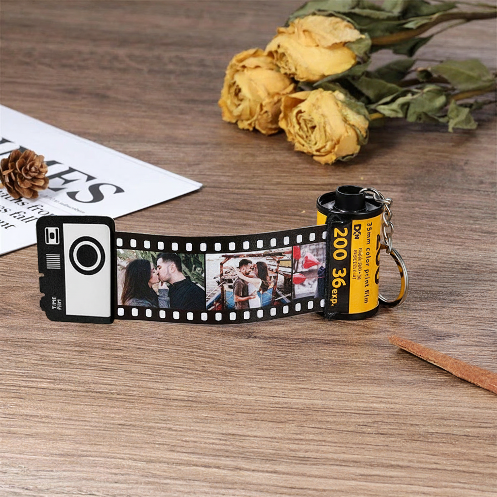 Personalized Photo Keychain Film Roll Camera Roll Keyring Custom Camera Film Keychain Anniversary Gift for Photography Lovers Memory Gift