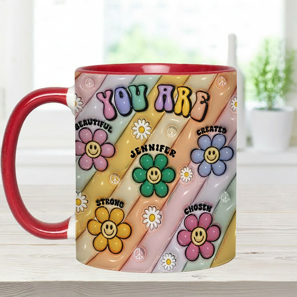 Personalized Hippie Accent Mug You Are Beautiful Strong Victorious Enough mug for Holiday Decor Family Gifts and Party Favors