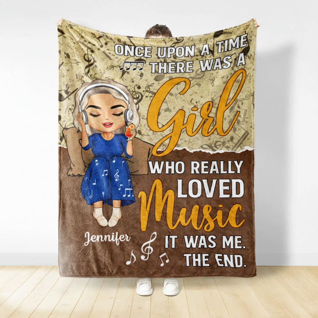 Personalized Just A Girl Who Loves Music Gift For Yourself Custom Fleece Blanket