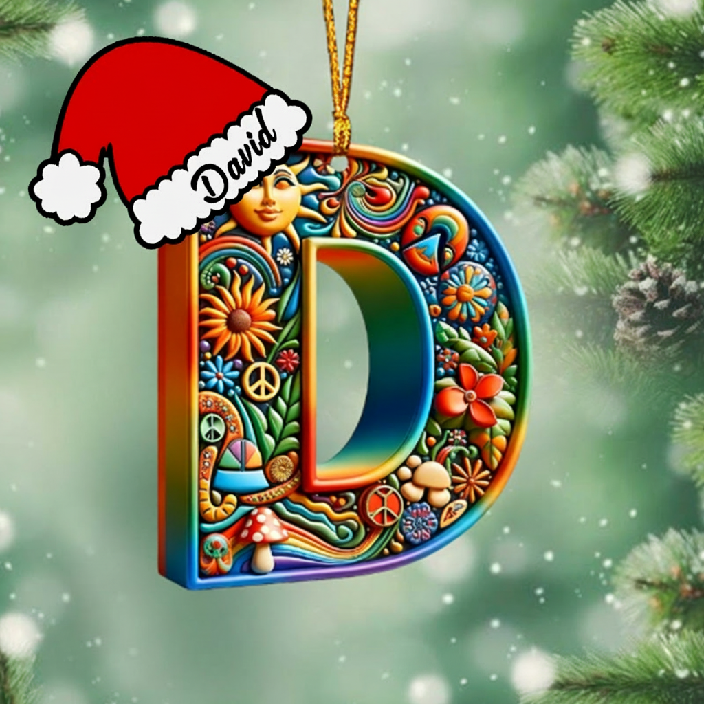 Personalized Beautiful Hippie Letter Ornament Custom Hippie Ornament