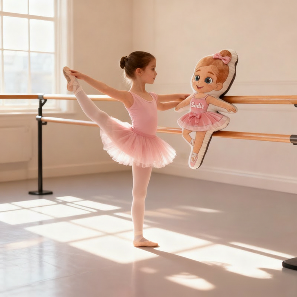 Personalized Ballet Dancers Pillow with Your Name Soft Stuffed Toy for Kids Unique Decorative Cushion for Girls' Room and Dance Studio