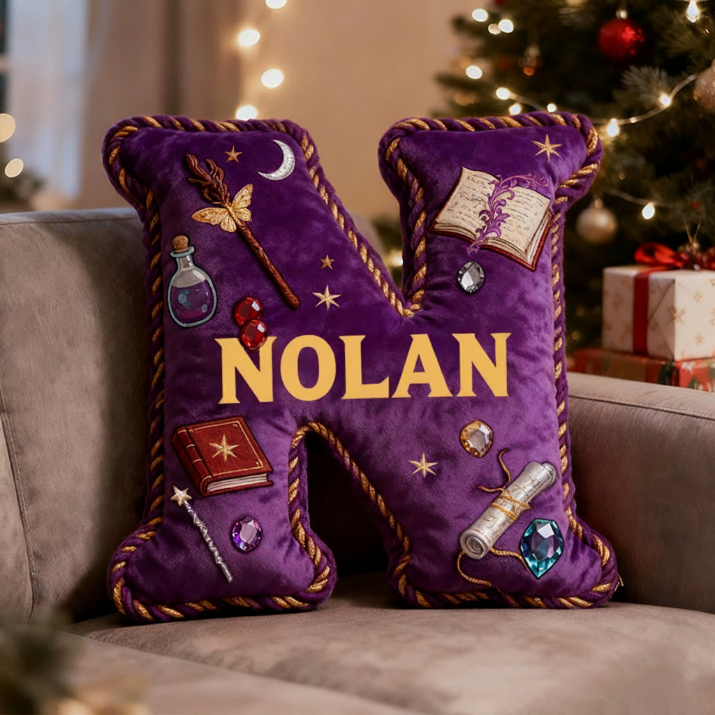 Personalized Magic Academy Pillow Decorated with Magic Scrolls Magic Potions Magic Wands Graphic 3D Print Pillow for Kids and Magic Lovers