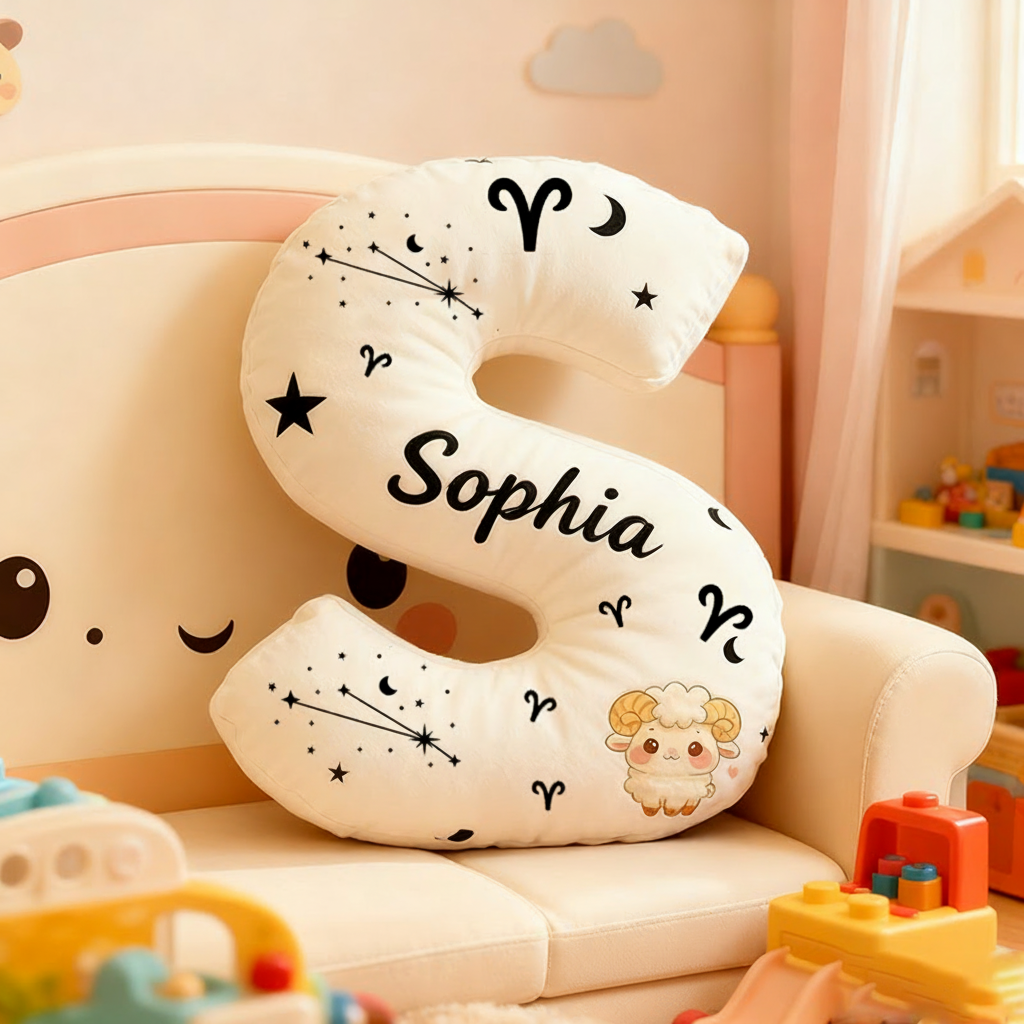 Personalized Zodiac Pillow with Constellations Zodiac Symbols Stars Moons and Cute Ram Design for a Cozy Astrological Touch Graphic 3D Print Pillow