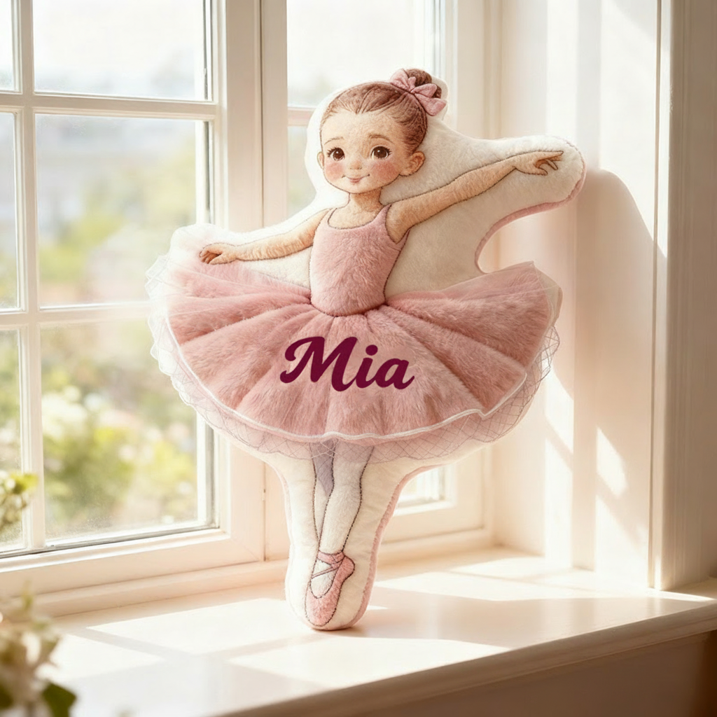 Personalized Ballet Girls Pillow with Your Name Soft Stuffed Toy for Kids Unique Decorative Cushion for Girls' Room