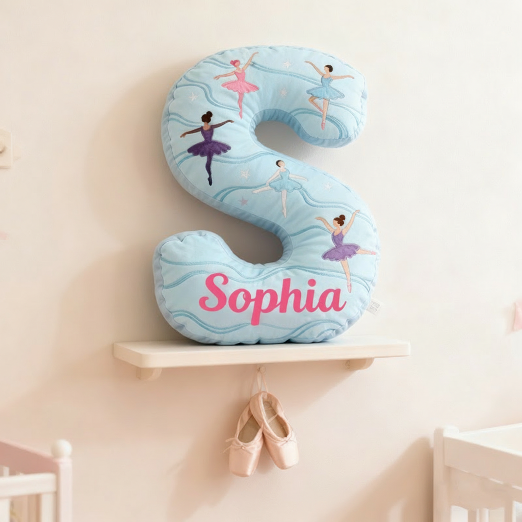 Personalized Graphic 3D Print Ballet Pillow With Your Own Name Soft Stuffed Toy for Kids Unique Decorative Cushion for Girls' Room