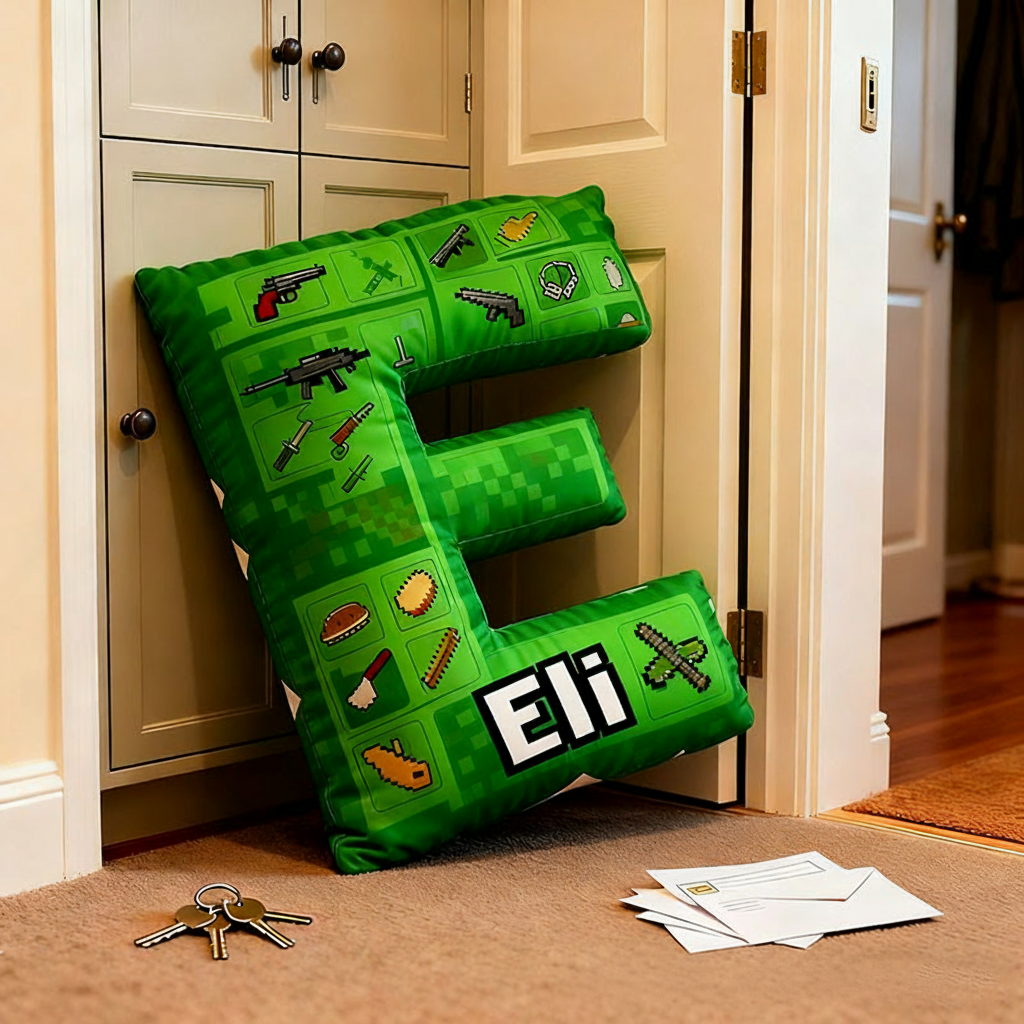 Personalized Game Letter Pillow for Game Lovers Plush Pillow Christmas Birthday Holiday Gift for Kids