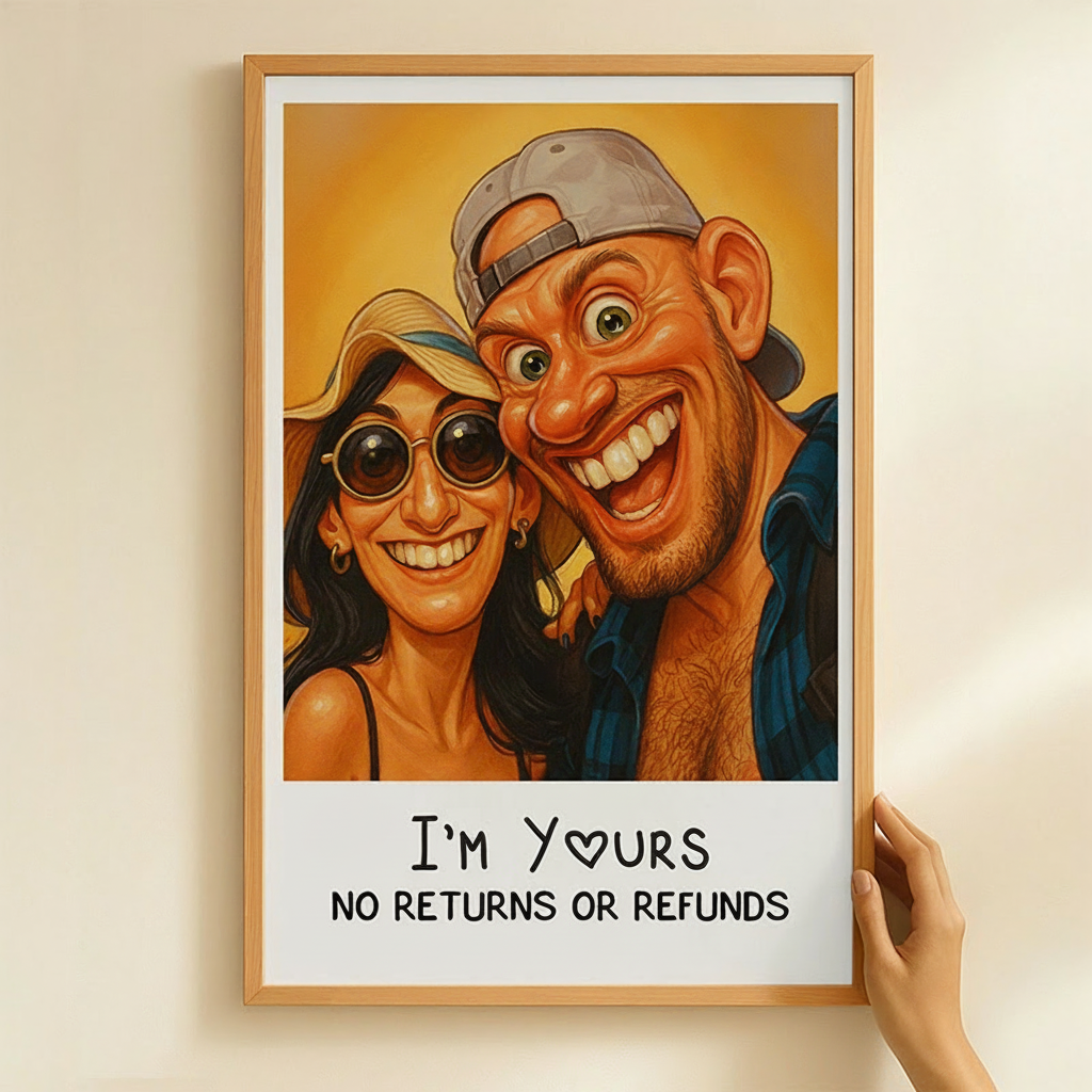 Personalized Wall Art For Funny Couples Poster Without Frame Custom Art Lover Gift Custom Portrait