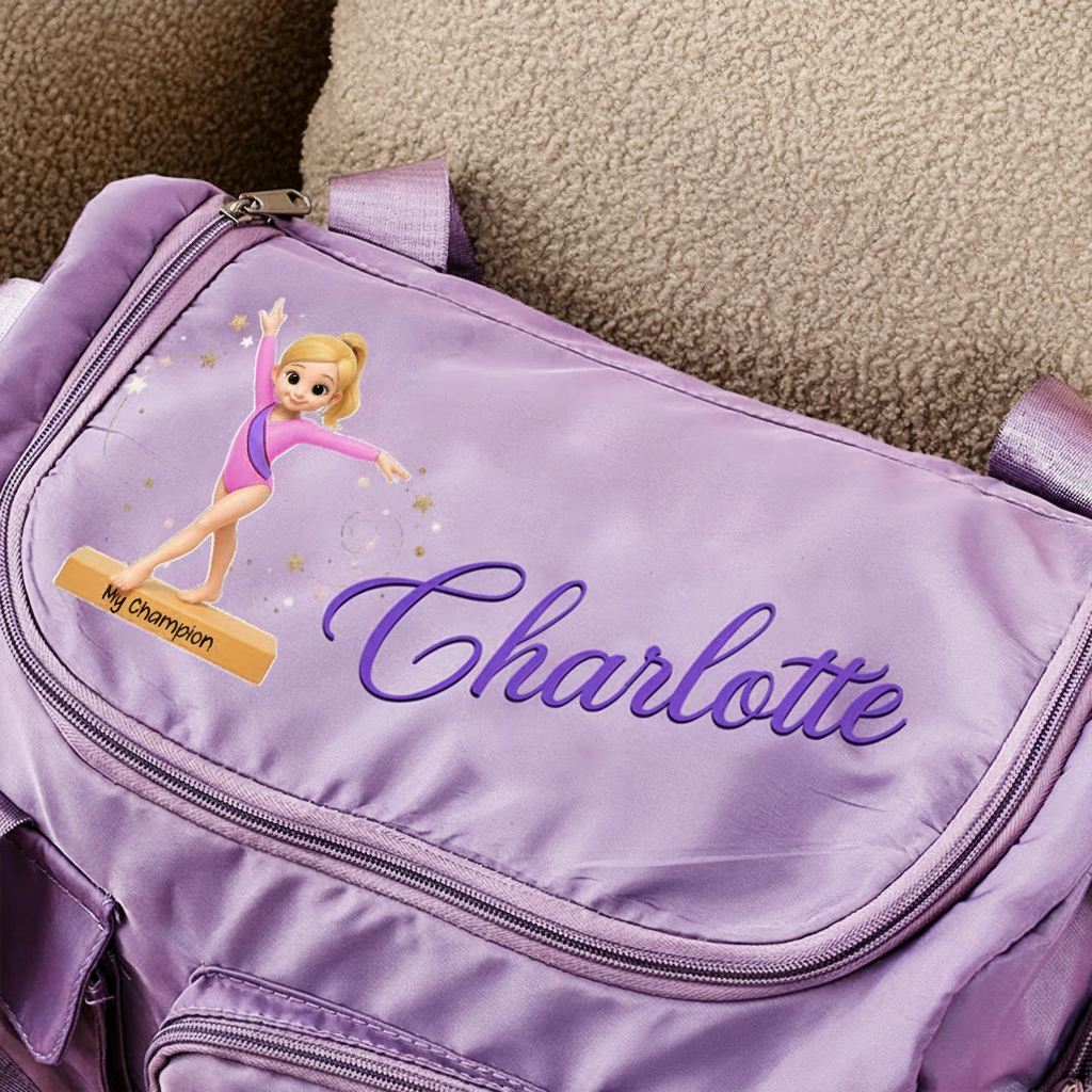 Personalized Gymnastic Girl Waterproof Large Travel Duffle Bag Dance Bag with Shoe Compartment and Shoulder Strap for Dance Lover