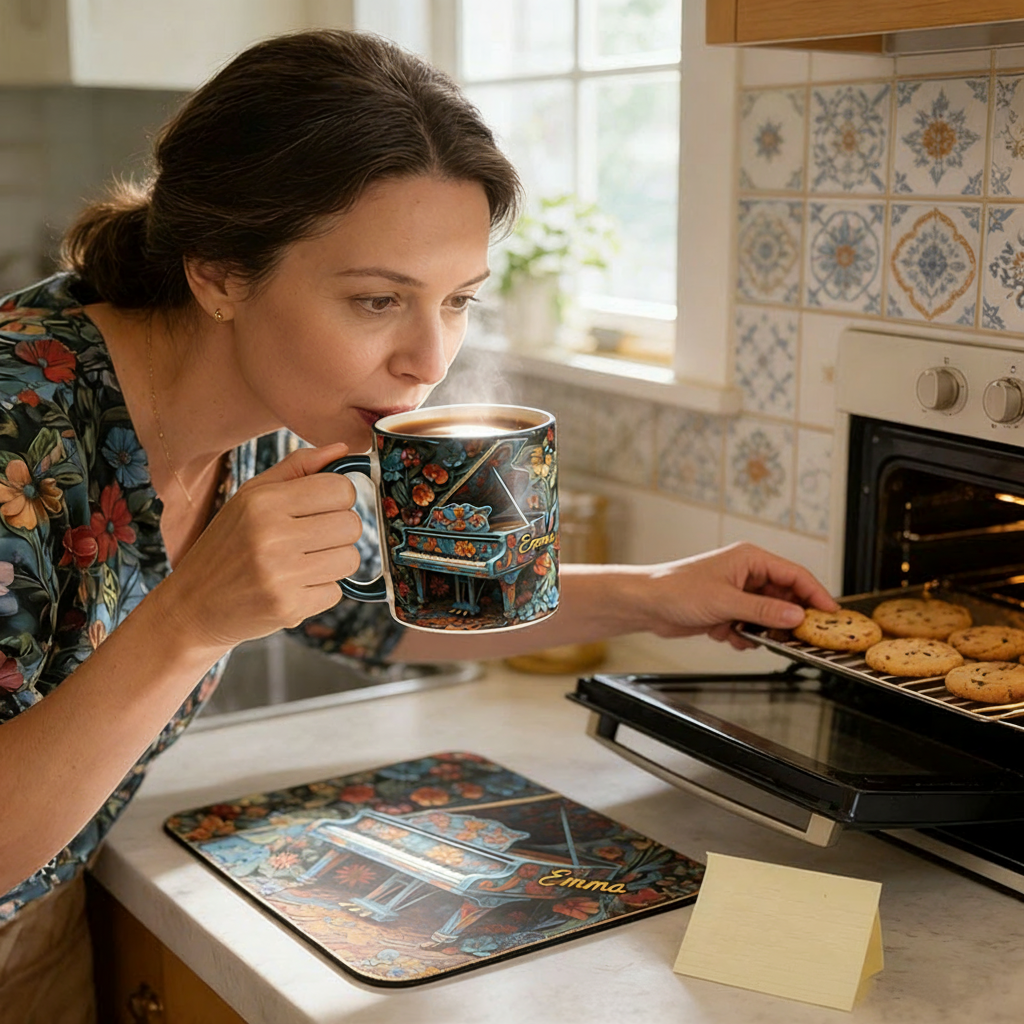 Personalized Piano Mug Custom Name Gift for Her Music Lover Piano Lover Present for Mother Wife Daugther Girlfriend