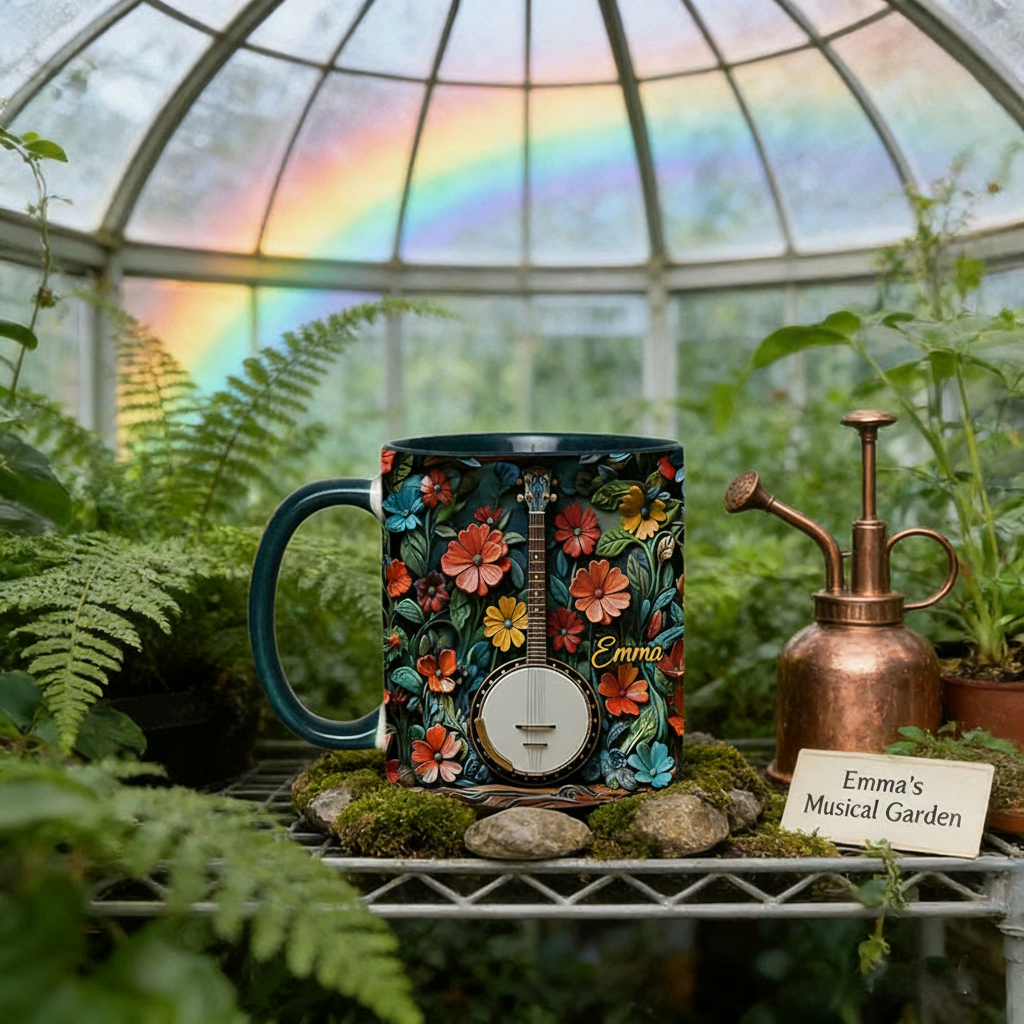 Personalized Banjo Mug Custom Name Gift for Her Music Lover Banjo Lover Present for Mother Wife Daugther Girlfriend