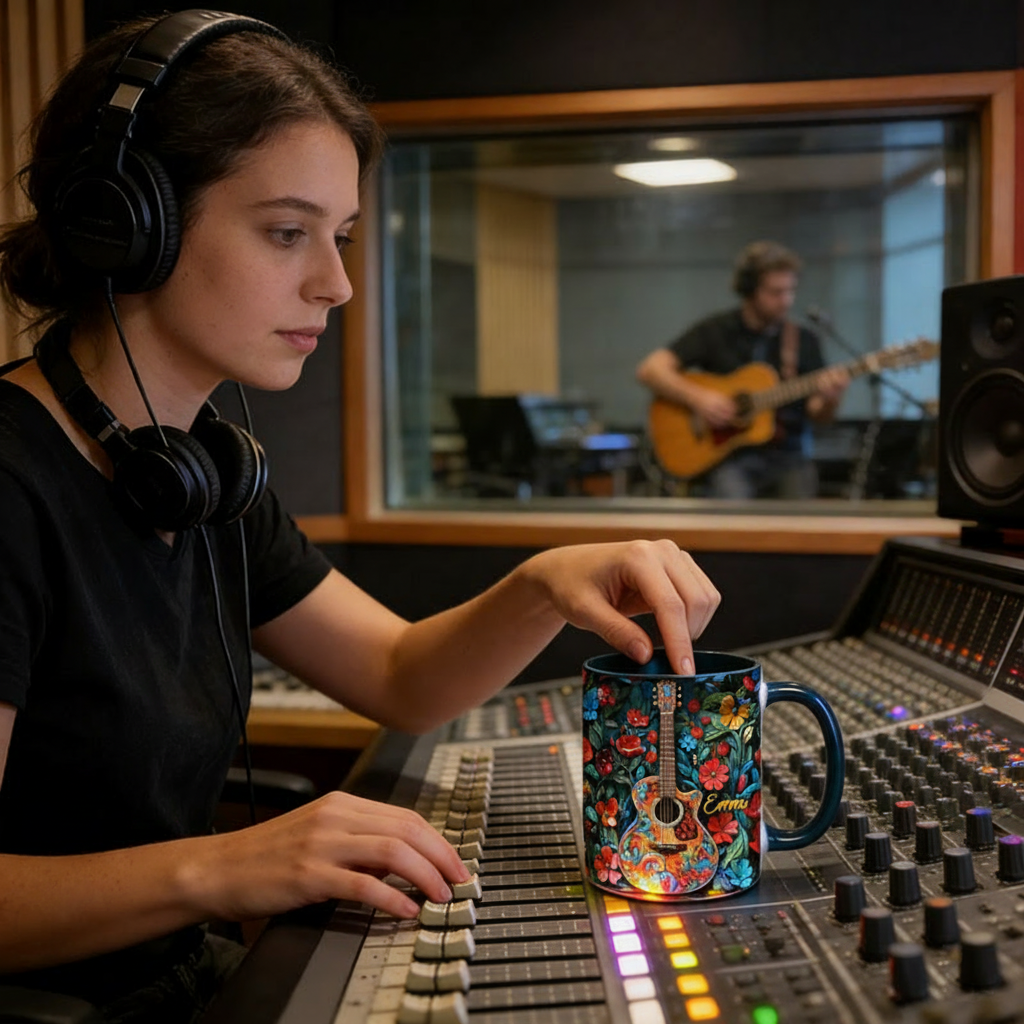 Personalized Guitar Mug Custom Name Gift for Her Music Lover Guitar Lover Present for Mother Wife Daugther Girlfriend
