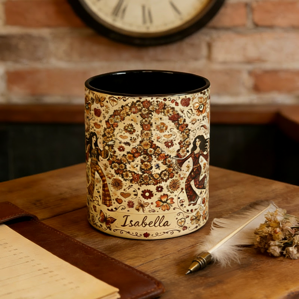 Personalized Hippie Time Music Mug Custom Name Colorful Hippie Car Hippie Coffee Mug Bohemian Coffee Mug