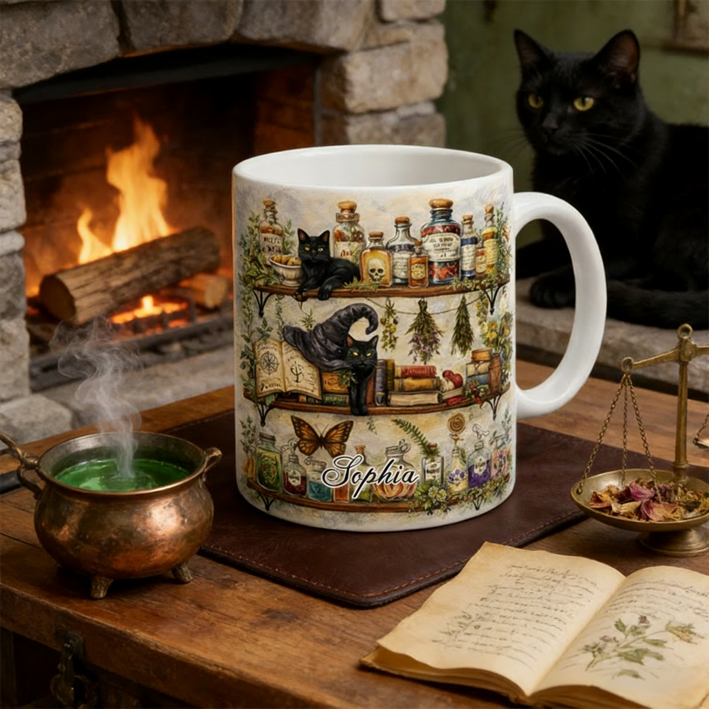 Personalized Vintage Apothecary Herbs Magical Mug Coffee Mug Magic Lover Mug Witchcore Gift Coffee Mug