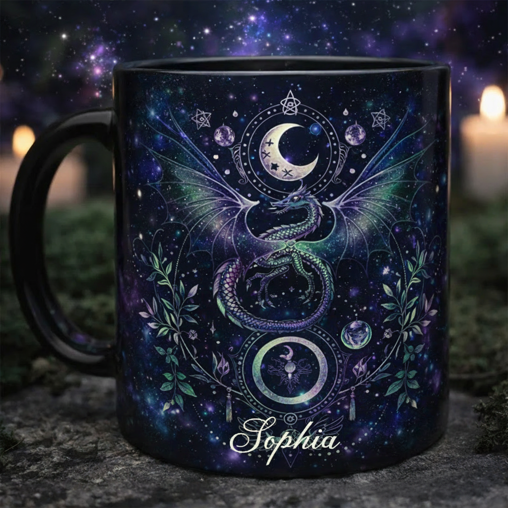 Personalized Celestial Dragon Moon Magical Mug Coffee Mug Magic Lover Mug Witchcore Gift Coffee Mug