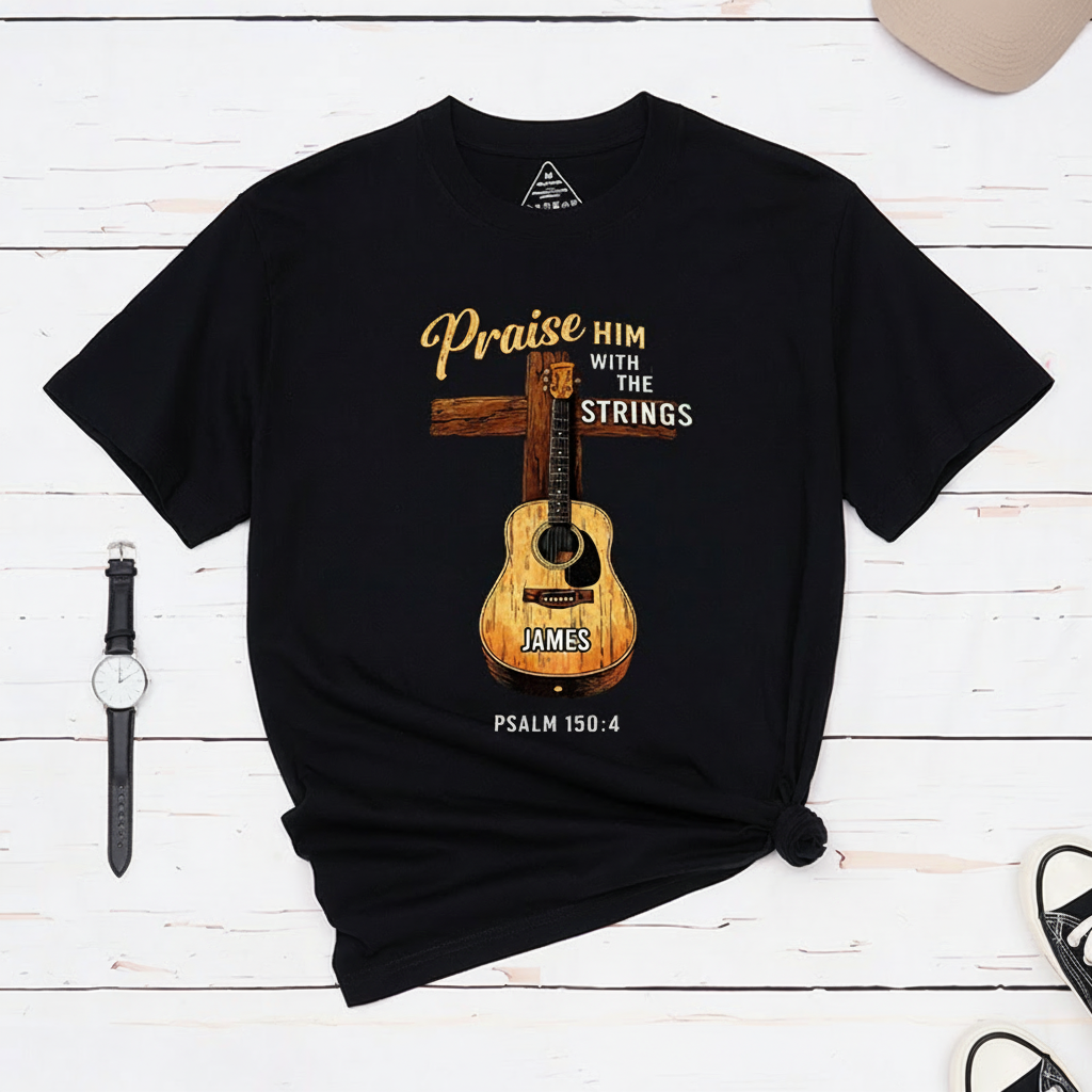 Personalized Classic T-Shirts Praise Him With My Strings T-Shirt Vintage Music Graphic Tee for Music Lovers