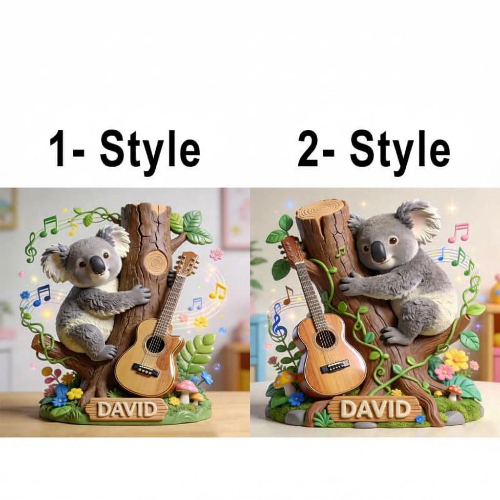 Personalized Koala Guitar Music Theme Ornament Desktop Figurine for Music Lovers Acrylic Plaque Gift for Kids Music Studio