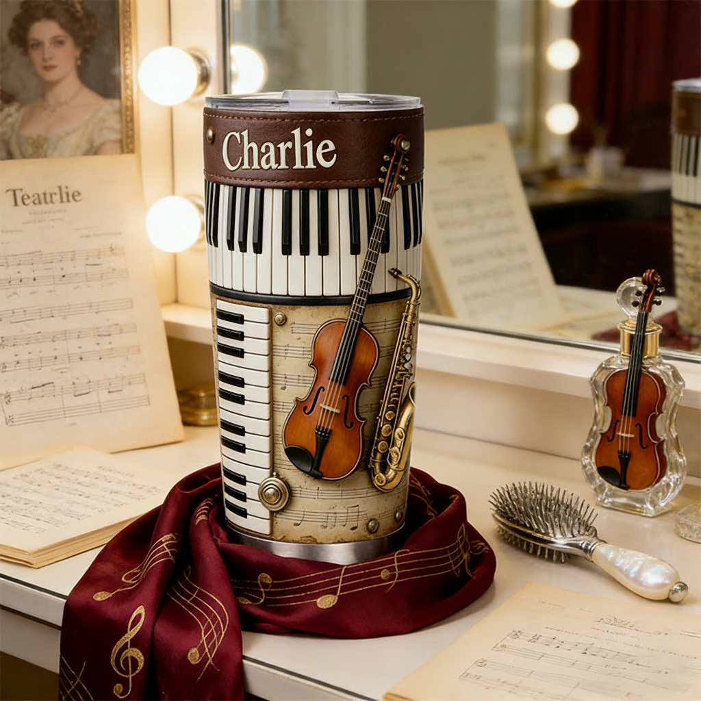 Personalized 2D Flat Classical Harmony 20oz Tumbler Custom Classical Music Themed Tumbler for Music Lovers
