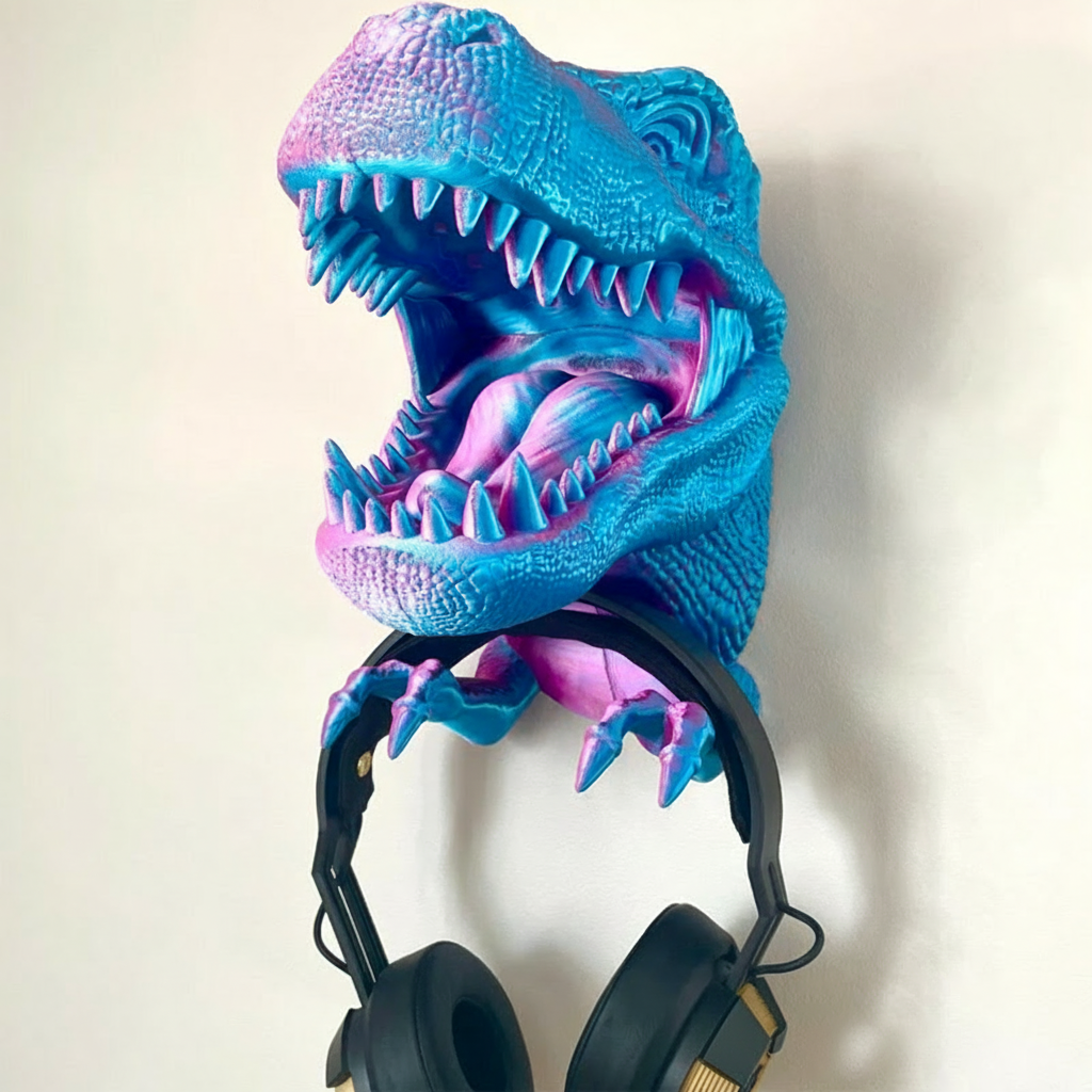 Personalized T-rex Head Game Console Controller And Headphone Stand Universal Controller Stand 3D Printed Gift for Game Lovers