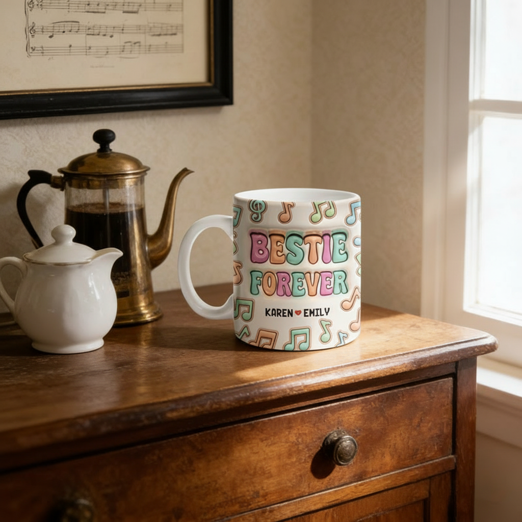 Personalized Mugs for Besties and Sisters Customizable Icons and Names Perfect Gift for Closest Friends Besties Sisters Music Lovers for Birthday Holiday