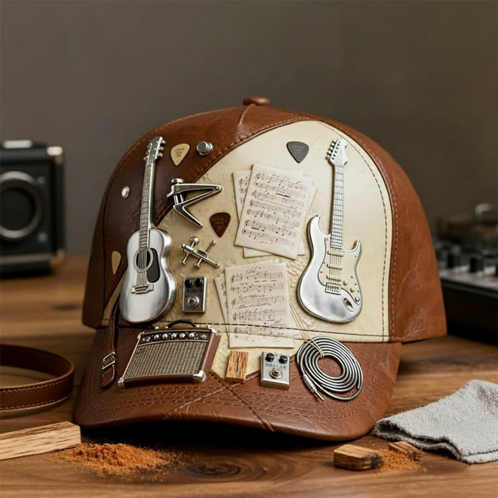 Personalized Guitarist Name 3D Print Baseball Cap With Adjustable Snap for Music Lover Perfect Music Lovers Guitar Lovers Custom Gift Hat