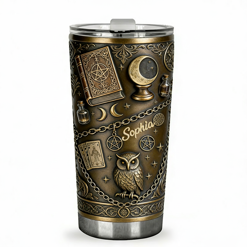 Personalized 2D Flat Arcane Relics 20oz Tumbler Custom Magic Witch Themed Tumbler for Magic Lovers